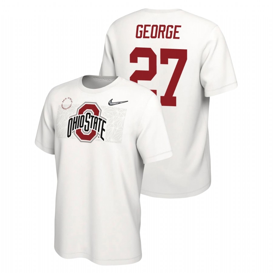 Ohio State Buckeyes Men's NCAA Eddie George #27 White Nike Playoff College Football T-Shirt RDP8049HL
